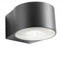 LOG Nástěnné venkovní svítidlo, těleso kov, povrch bílá mat/tmavě šedá, difuzor sklo, LED 6W/600lm, 12W/1200lm, teplá 3000K, 230V, IP65, tř.1, Ra80, rozměry d=107mm, svítí dolů/nahoru, dolů.