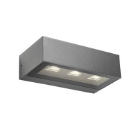 CAPE Nástěnné venkovní svítidlo, těleso hliník, povrch tmavě šedá, krycí sklo čiré, LED 15,5W, 975lm, teplá 3000K, vyzař. úhel 40°x60°, Ra80, 230V, IP54, tř.1, rozměry 205x60x111mm, svítí dolů.
