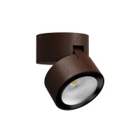 SHAFT Přisazené bodové venkovní svítidlo, nastavitelný směr, těleso hliník, povrch bílá mat/tm. šedá/hnědá, krycí sklo čiré, LED 13W, teplá 2700K/971lm, teplá 3000K/990lm, vyzař. úhel 63°, Ra80, 230V, IP65, tř.1, rozměry d=90mm, h=90mm.