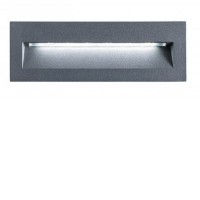 IGOR Vestavné svítidlo do stěny, těleso kov, povrch tmavě šedá/bílá mat, kryt sklo, LED 6W, 415lm, teplá 3000K, Ra80, 230V, IP54, rozměry 226x76x53,5mm, vč montážního boxu do stěny, svítí dolů