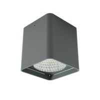 XIA Stropní bodové venkovní svítidlo, těleso hliník, povrch bílá mat/tm. šedá, krycí sklo čiré, LED 19W, teplá 3000K/1430lm, neutrální 4000K/1502lm, stmív. TRIAC, vyzař. úhel 40°, Ra80, 230V, IP65, tř.1, rozměry 95x107x95mm.