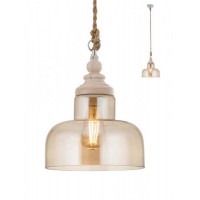 KASHI Závěsné svítidlo, těleso kov a dřevo světlé, povrch chrom, stínítko sklo champange, pro žárovku 1x42W, E27, 230V, IP20, tř.2, rozměry d=250mm, h=280mm, vč. závěs lana l=1580mm, lze zkrátit.