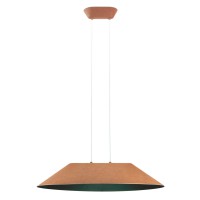 AKIRA Závěsné svítidlo, lustr, základna kov, stínítko textil vnější kávová/zelená, šedá, vnitřní šedá/černá/oranžová, LED 12W, teplá 2700K/3000K, Ra90, 230V, IP20, tř.2, rozměry d=750mm, h=152mm, vč. lank závěsu l=2012mm, lze zkrátit