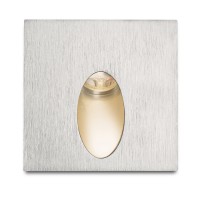 BAZANE SQ LED 3W IP54 Vestavné svítidlo do stěny, těleso hliník, povrch nikl mat, LED 3W, teplá 3000K, 180lm/cca 9W žár, 230V, IP54, tř.1, 80x80mm, h=75mm, vč montážního boxu, svítí dolů