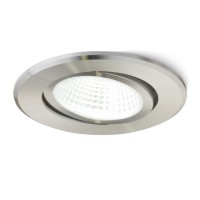MIRO Stropní, vestavné, bodové, svítidlo, výkloné +-15°, těleso hliník, povrch nerez, LED 3W, teplá 3000K, 270lm/cca 15W žár., 230V/350mA, IP20, tř.1, rozměry d=85mm
