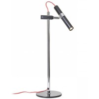 VIPER-TL-LED Stolní lampa, nastavitelný směr svícení, těleso kov, povrch chrom lesk a lak černá mat s červenými detaily, LED 1x3W, teplá 3000K, 100lm, Ra80, 230V, IP20, tř.3. rozměry d=160mm h=620mm, vč. vypínače na kabelu