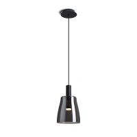 BELLINI Závěsné svítidlo, základna kov, povrch černá, stínítko sklo černé kouřové, LED 5W, teplá 3000K, 475m, 230V, Ra80, IP20, d=150mm, h=250mm, vč závěs kabelu h=1200mm, lze zkrátit.