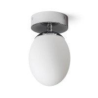 MERINGUE Stropní přisazené svítidlo, základna kov, povrch chrom, difuzor sklo opál, pro žárovku 1x9W, G9, 230V, do koupelny IP44, rozměry d=110mm, h=192mm.