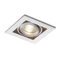 FIZZ Vestavné, bodové svítídlo, výklopné +-20°, těleso hliník, povrch česaný hliník, pro žárovku 1x50W, GU5,3, 12V, IP20, rozměry 100x100mm.
