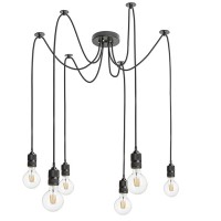 CINDY VI Závěsné svítidlo, základna kov, povrch černá, pro žárovku 6x42W, E27, 230V, IP20, základna d=140mm, závěs l=2000mm