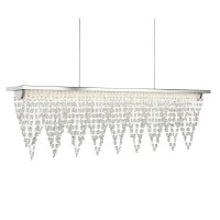 DRAPE Závěsné svítidlo, základna kov, těleso kov, povrch chrom stříbrná lesk, difuzor plast mat s ověsy, LED 1x15W, neutrál 4000K, 1200lm, 230V, IP20, tř.1. rozměry 240x120x650mm, vč závěsu l=1150mm, lze zkrátit