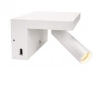 KARPO Bedside WL LED 6,6W USB Nástěnné svítidlo, nastavitelný směr svícení, těleso hliník, povrch bílá, LED 6,6W, 390lm, teplá 3000K, stmívatelné STEP vyp/zap vypínačem 3x vyp/zap, 230V, IP20, tř.1, rozměry: 180x85x127mm 2xUSB nabíječka 1,2A