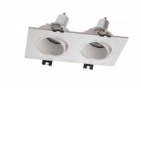 PT Vestavné svítidlo bodové, výklopné, těleso plast bílá, pro žárovku 2x50W, GU10, 230V, IP20, tř.2, rozměry 173x93mm.