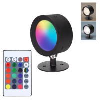WL914 Náladová lampička, reflektor, těleso kov, povrch černá, dif plast opál, LED 120lm, dálk ovl. (součástí) CCT nast teplota teplá 3000K a denní 500K, stmív, RGB, baterie 3,7V, rozměry 73x38mm, napájení USB-C kabelem.