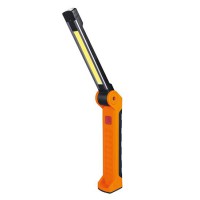 montážní lampa Pracovní nabíjecí lampa, plast, černooranžová, COB +2xSMD, 500lm+ 70lm, 3 režimy svícení, napájení USB,  akumulátor 3,7V Li-lon,  výdrž 2-10 hod, IP44, rozměry 45x35x197mm,