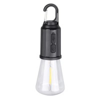 LED žárovka Camp Venkovní přenosné svítidlo, těleso plast černá, krycí plast čirý, 100lm, napájení USB-C, baterie 3,7V, 400mAh, výdrž svícení 2h-6h, IP44, rozměry 180x105mm.