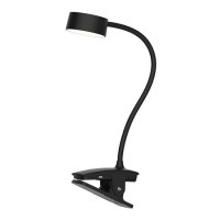 WO3001 Stolní lampa se skřipcem, nastav. směr svícení, husí krk, těleso plast černá/bílá, dif plast opál, LED 2W, 210lm, dotyk. CCT nastav teplota 3000K-6500K, dotyk stmív., USB napájení, IP20, 350x120x76mm, vč dotyk vypínače