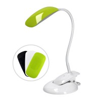 LED LAMP LED 5W stolní nebo na klip Stolní lampa, flexibilní rameno, husí krk, mat plast, bílá, +3 měnitelné barevné kryty bílá, černá, zelená, LED 5W, neutrál 4000K, stmívač 3 stupně jasu, 230V, IP20, tř.1, d=280mm, h=380mm, klip skřipec součástí