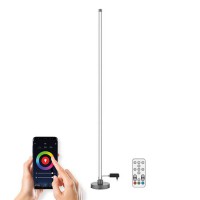 LED smart lampa Stojací lampa, těleso kov, povrch černá, dif plast opál, Smart, Tuya, WiFi, LED 18W, 550lm, teplá 3000K, dálk. ovl. (součástí) stmívatelné, RGB, Ra80, 230V, IP20, rozměry d=155mm, h=1480mm.