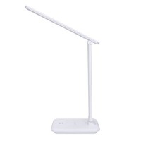 WO64-W Stolní lampa, vyklápěcí rameno, těleso plast, povrch imitace kůže bílá, LED 10W, 490lm, CCT nastav teplota 3000K-6000K, stmív., 230V, IP20, 330x120x300mm