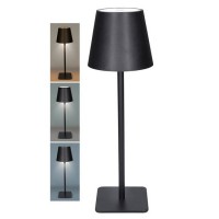 LUCCA Stolní lampa, těleso kov, povrch černá/bílá, dif plast opál, 120lm, dotyk CCT přepín teplota teplá 3000K-denní 6500K, stmív, Ra80, napájení USB 3,7V baterie 2000mAh, d=110mm, h=350mm.