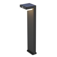 PALERMO Sloupkové venkovní svítidlo, těleso černá, PIR senzor pohybu záběr 120°, dosah 7m, LED 5W, 400lm, teplá 3000K, Ra80, napájení solární panel, baterie, trvale 1h, IP54, 120x114x500mm, svítí dolů.