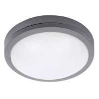 SIENA Stropní venkovní svítidlo, těleso plast bílá/šedá, difuzor plast opál, LED 20W, 1500lm, neutrální 4000K, Ra80, 230V, IP54, rozměry d=230mm, h=73mm.