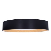 LARIOS Stropní svítidlo, těleso kov, povrch vnější bílá/černá, vnitřní imitace dřevo světlé, dif plast opál, LED 48W,3360lm, dálk.ovl. nast. CCT teplá 3000K-denní 6500K, stmívání, 230V, IP20, rozměry d=390mm, h=70mm.