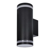 POTENZA Nástěnné venkovní svítidlo, materiál hliník, povrch černá, difuzor plast opál, pro žárovku 2x30W, GU10, 230V, IP54, rozměry d=75mm, h=200mm, svítí nahoru/dolů.