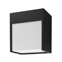 TERMI Nástěnné venkovní svítidlo, těleso hliník, povrch černá, difuzor plast opál, LED 12W, 560lm, teplá 3000K, Ra80, 230V, IP44, rozměry 125x85x135mm.