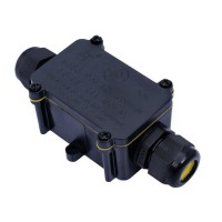 WW003 Propojovací elektroinstalační krabice, materiál plast černá, pro 2 kabely d=5-12mm, vodiče 3x0,5-2,5mm2,  230V, IP68, rozměry 138x43x35mm