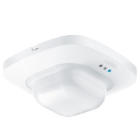 IR-QUATRO PIR - kvalitní stropní vestavný detektor přítomnosti, záběr 360°/180°, dosah 4/4m, čas sepnutí 30s-30min, nast soumraku 10-1000lx, montážní výška 2,5-8m, COM1, max.2000W, teplotní rozmezí -25/+55°C, 230V, IP20, 120x120x76mm