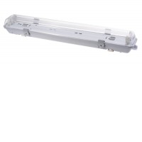 KAPAL Průmyslové svítidlo prachotěsné, těleso plast bílá, kryt plast čirý, pro 2x LED zářivku T8/G13,  l=600mm/l=1500mm, 230V, IP65, rozměry dle typu, LED trubice SAMOSTATNĚ, jednostranné zapojení
