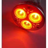 LED E27 LED žárovka, těleso kov šedostříbrná, 3x LED čip žlutá, zelená, modrá nebo červená, LED 3,6, E27, 230V, úhel svícení 60°, IP20.