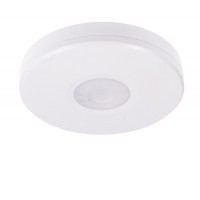 IS5-N PIR - stropní pohybový senzor, těleso plast bílá/černá, záběr 360°, dosah až 8m, čas sepnutí 10s-30min, soumrak 3-2000lx, montážní výška 2,2-4m, max.1000W LED, max. 2000W pro žárovky, 230V, IP65, tř.2, d=110mm, h=25mm.