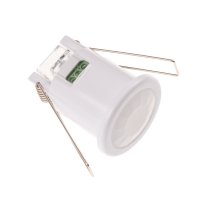 PIR IS11-P PIR - Pohybové čidlo podhledové, senzor pohybu pro osvětlení, materiál plast, barva bílá, záběr 120°/360°, dosah max 8m, čas sepnutí 10s-15min, 230V, 400W/800W, IP20, rozměry d=50mm, h=62mm.