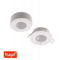 SMART PIR PIR - Přisazený nebo vestavný senzor pohybu pro osvětlení, bílý, záběr 360°, dosah až 8m, čas sepnutí 5s-60min, soumrak 1-2000lx, montážní výška 2,2-4m, smart Tuya WiFi, 230V, IP20, rozměry d=92mm
