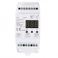 TRIAK PR DIN480W Stmívač triakový 0-100%, pro LED žárovky, LED svítidla a LED napájecí zdroje, zátěž 300W, 230V, IP20, montáž DIN 48x110x67mm, ovládání tlačítkem, nebo RF dálkovým ovladačem max 10 RF ovladačů