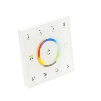 RF K4-W RF bezdrátový nástěnný dálkový ovladač pro řízení RGBW, CCT LED pásků dosah až 30m, 4 nezávislé zóny, napájení 85-265VAC, rozměry 86x86x33mm
