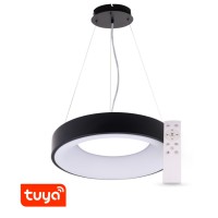 ZULU Závěsné svítidlo, těleso kov, povrch bílá/černá, dif plast opál, LED 32W/48W/60W, smart TUYA WIFI, dálk ovladačem (součástí) CCT nast teplota teplá 3000K - denní 6000K, stmív.,230V, IP20, rozměry dle typu.