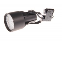 JET Bodové svítidlo do 3F lišty, nastavitelný směr svícení, těleso kov a plast, povrch bílá/černá, pro žárovku 1x45W, E27, PAR30, 230V, IP20. rozměry d=100mm, h=270mm.