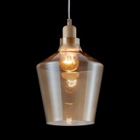 CALAIS Závěsné svítidlo,tvar sklenice, materiál kov, povrch dřevo, hliník, kryt sklo čiré transparentní, kouř, pro žárovku 1x60W, E27, 230V, IP20, tř.1, d=200mm, závěs l=1300mm, lze zkrátit.