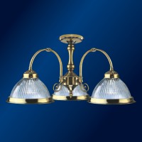 83/30 Stropní svítidlo, lustr,  těleso kov, povrch antická mosaz, stínítko sklo, pro žárovku 3x60W, E27, 230V, rozměry 560x560mm, h=340mm.
