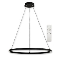 SATURN Závěsné svítidlo, kov, bílá, černá, difuzor plast opál, LED 30W, 3000lm, dálkovým ovladačem stmívatelné 10-100%, nastavitelná teplota CCT teplá 3000K - denní 6500K, Ra80, 230V, IP20, d=700mm, lankový závěs h=1200mm lze zkráti