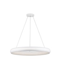 FUTURA Závěsné svítidlo, těleso kov, povrch bílá/černá, dif plast opál, LED 60W, nastav. teplota CCT teplá 3000K-denní 6500K, 6000lm, stmív. dálk. ovl. (součástí), 230V, IP20, d=630mm, vč závěs lanka l=1000mm, lze zkrátit.
