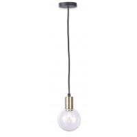 NOVEL Závěsné svítidlo lustr, základna kov, povrch černá a antická mosaz, krycí sklo čiré, pro žárovku 1x40W, E14, 230V, IP20, rozměry d=120mm, l=1200mm, lze zkrátit.