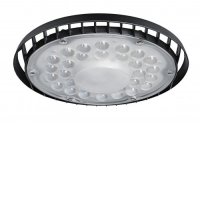 UFOLIGHT 105W, IP65 Závěsné průmyslové svítidlo, těleso kov, povrch černá, krycí plast čirý, LED 105W, 11550lm, neutrální 4000K, vyzař. úhel 70°, Ra80, 230V, IP65, IK06, rozměry d=218, h=80mm
