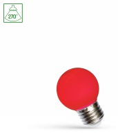 LED žárovka 1W, G45, E27, barevné LED žárovka, barva: červená, zelená, modrá, žlutá, těleso kov šedostříbrná, sklo čiré, LED 1W, E27, G45, vyzař. úhel 270°, 230V, rozměry d=45mm, h=75mm
