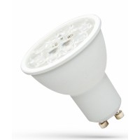 LED 6W, CCT, 38° Světelný zdroj LED žárovka bodová, plast bílá, LED 6W, 550lm, přepínatelná CCT teplá 3000K/ neutrální 4000K/denní 6000K,  GU10, vyzař. úhel 38°, Ra80, 230V, rozměry d=50mm, l=50mm