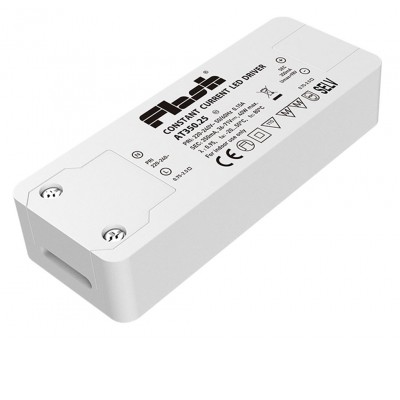 AT Napájecí zdroj konstatního proudu pro LED 25W, 350mA, 230V, IP20, rozměry: 127x28x43mm.